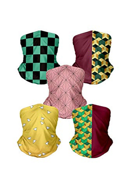 Adult Demon Slayer Kamado Tanjirou Kamado Nezuko Seamless Face Cover Breathable Neck Gaiter Windproof Mask Ski Mask Sports -5 Pcs- Adult Demon Slayer Kamado Tanjirou Kamado Nezuko Seamless Face Cover Breathable Neck Gaiter Windproof Mask Ski Mask Sports -5 Pcs-