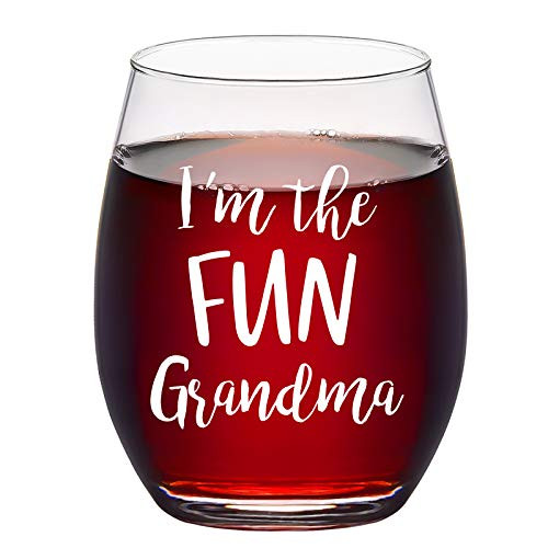 Grandma Wine Glass  I am the Funny Grandma Stemless Wine Glass 15Oz - Grandma Gifts for Birthday  Christmas  Mothers Day