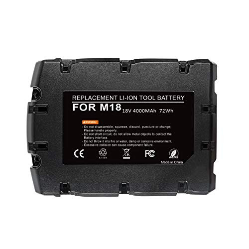 M18 4000mAh 18V Li-ion High Output Replacement Battery Compatible with Milwaukee M18 M18B 48-11-1820 48-11-185048-11-1828 48-11-10 M18 4000mAh 18V Li-ion High Output Replacement Battery Compatible with Milwaukee M18 M18B 48-11-1820 48-11-185048-11-1828 48-11-10