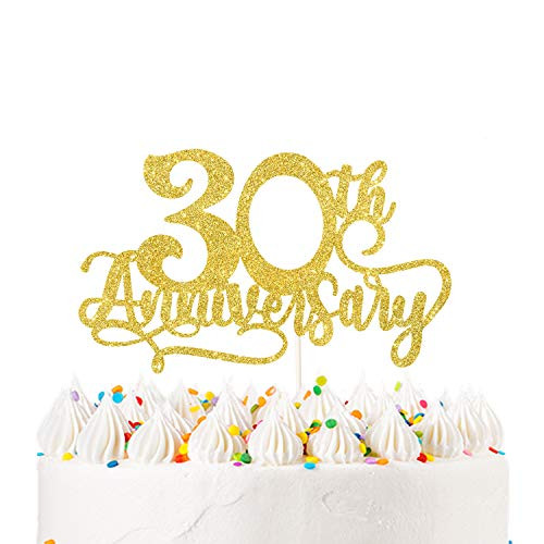 Gold Glitter 30th Anniversary Cake Topper Happy 30th Cheers to 30 Years Cake Topper 30th Birthday Wedding Anniversary Party Decoration Suppliers