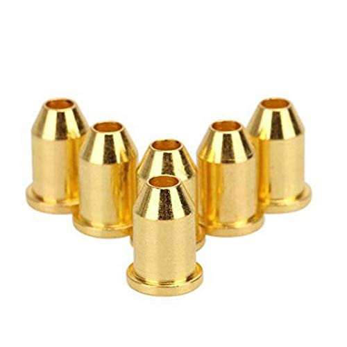 Tzong 6Pcs Metal Bass Guitar Through Body String Ferrules for Electric Guitar Bridge Buckle Gold