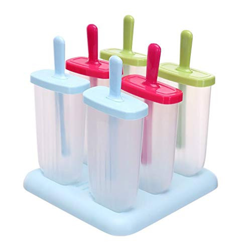 Ice Popsicle Molds Homemade Frozen Treats Reusable DIY 6 Pack Ice Cream Pop Makers with Tray -Mix- Ice Popsicle Molds Homemade Frozen Treats Reusable DIY 6 Pack Ice Cream Pop Makers with Tray -Mix-