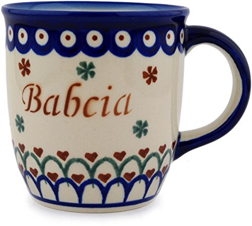 Polish Pottery 11 oz Mug (Hearts And Flowers Theme) + Certificate of Authenticity