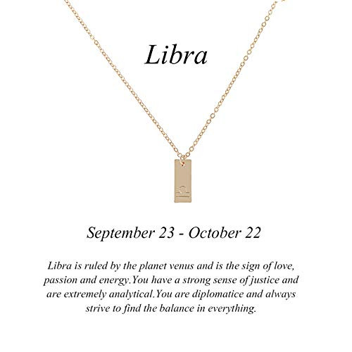Message Card 12 Zodiac Necklace Woman Constellations Sign Tag Pendant Necklace Birthday Gifts Jewelry -I?Libra -24 Sep 23 Oct-- Message Card 12 Zodiac Necklace Woman Constellations Sign Tag Pendant Necklace Birthday Gifts Jewelry -I?Libra -24 Sep 23 Oct--