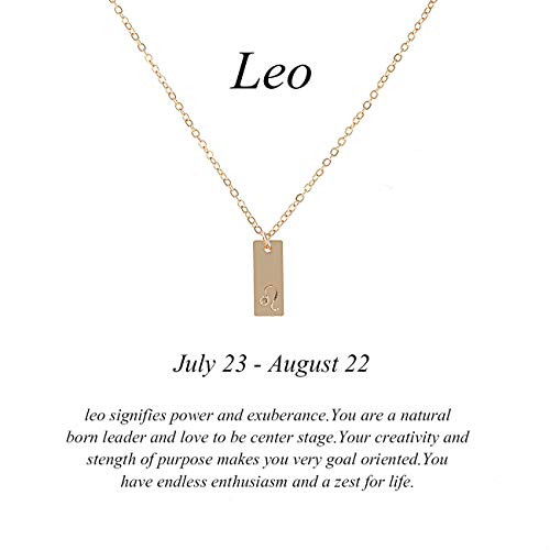 Message Card 12 Zodiac Necklace Woman Constellations Sign Tag Pendant Necklace Birthday Gifts Jewelry -G?Leo -23 Jul 22 Aug-- Message Card 12 Zodiac Necklace Woman Constellations Sign Tag Pendant Necklace Birthday Gifts Jewelry -G?Leo -23 Jul 22 Aug--