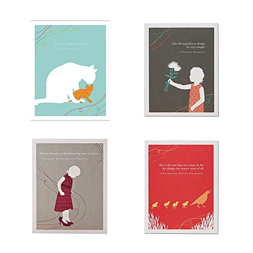 Especially for Her Mother's Day Bundle by Positively Green, Set of 4 Different Special Mom Greeting Card Designs with Sentiments, Four White Envelopes Included