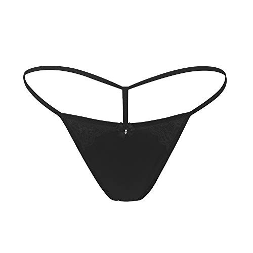 Justgoo Womens Low Rise Micro Back G-String Thong Panty Underwear Black