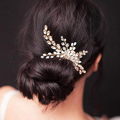 Unsutuo Opal Bridal Hair Comb Crystal Bride Wedding Hair Accessories Rhinestone Headpieceas for Women and Girls -Gold- Unsutuo Opal Bridal Hair Comb Crystal Bride Wedding Hair Accessories Rhinestone Headpieceas for Women and Girls -Gold-
