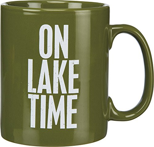 Primitives by Kathy 21675 Green Stoneware Coffee Mug, 20-Ounce, Lake Time