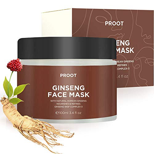Ginseng Face Mask - 52-9 Korean Red Ginseng Extract - Anti-Aging Formula for Wrinkles  Fine-Lines  Firmness and Elasticity - Korean Skin Care  Vegan