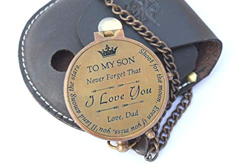 RIRHTAJUS Dad - Mom to Son Compass - to My Son - to Our Son  Love Mom - Love Dad  Graduation Day Gifts for Son - Son Birthday Gifts - Confirmation G