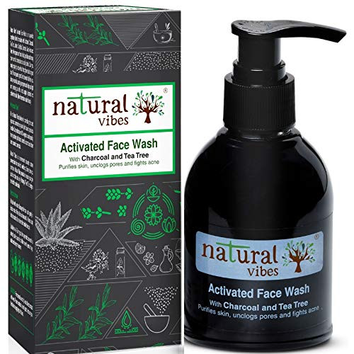 Natural Vibes ~ Ayurvedic Activated Charcoal and Tea Tree Face Wash 150 ml ~ Purifies your skin unclogs pores and fights acne- -No Parabens Sulphate Natural Vibes ~ Ayurvedic Activated Charcoal and Tea Tree Face Wash 150 ml ~ Purifies your skin unclogs pores and fights acne- -No Parabens Sulphate