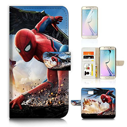 (for Samsung S7 Edge, Galaxy S7 Edge) Flip Wallet Case Cover & Screen Protector Bundle - A21310 Spiderman