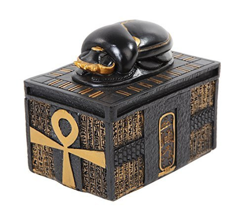 4.13 Inch Scarab Topped Egyptian Rectangle Jewelry/Trinket Box Figurine
