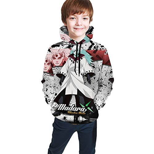 LMHBLTOP Naruto Madara Boys and Girls Sweatshirt  Kids 3D Printing Hooded Pullover 10-12 Years Black