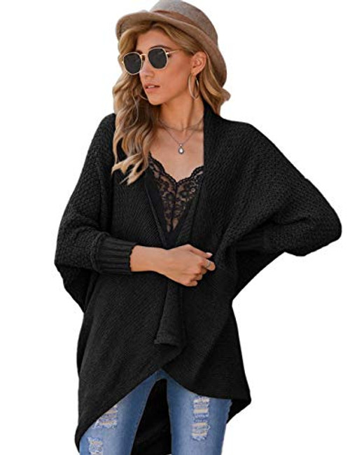 Womens Cardigans Sweaters Knit Cardigans for Women Long Sleeve Open Front Knit Sweater Cardigan Winter Sweater Coat Oversized Cardigan Sweater Black