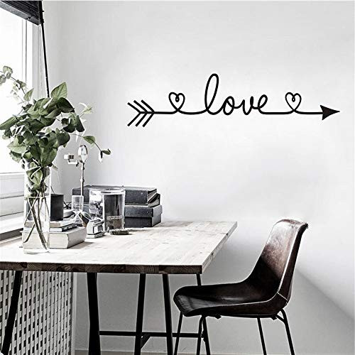 MASCARE Love Arrow Wall Decal Romantic Inspirational Quote Wall Sticker Removable Vinyl Mural Family Wall Art Decoration for Bedroom Living Room Black