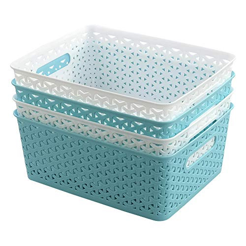 Farmoon Weave Plastic Basket  Woven Storage Baskets Orgainzer  4 Packs