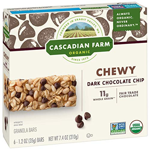 Cascadian Farm Organic Chocolate Chip Chewy Granola Bars  6 Bars  7-4 oz Cascadian Farm Organic Chocolate Chip Chewy Granola Bars  6 Bars  7-4 oz