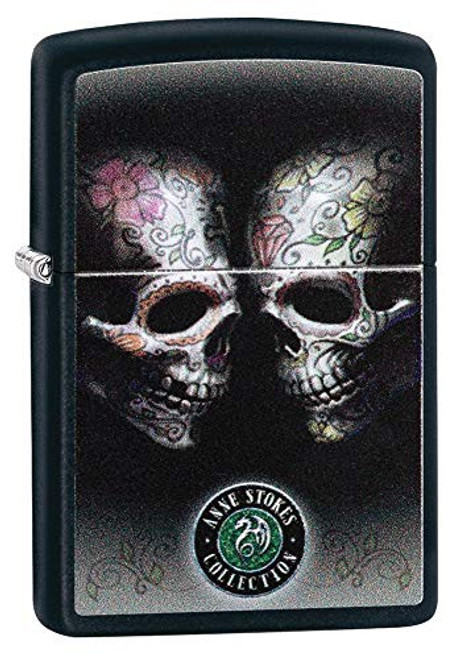 Zippo Anne Stokes Skull Pocket Lighter  Black Anne Stokes  One Size