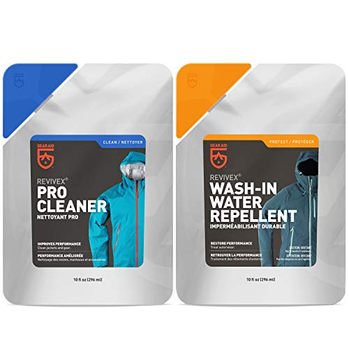 GEAR AID Care Kit with Revivex Pro Cleaner and Revivex Wash-in Water Repellent Clear Two 10 oz Packs GEAR AID Care Kit with Revivex Pro Cleaner and Revivex Wash-in Water Repellent Clear Two 10 oz Packs