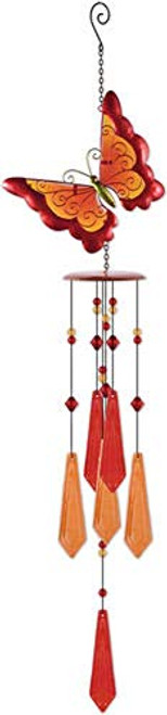 Sunset Vista 93440 Orange Butterfly Wind Chime  40-inch High