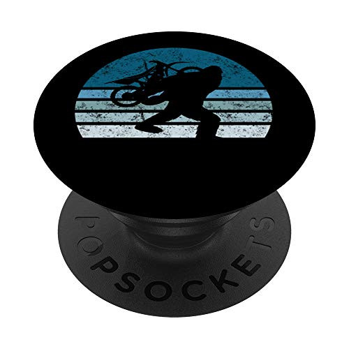 Bigfoot Motocross Dirt Bike Silhouette Blue Sun Design PopSockets Grip and Stand for Phones and Tablets