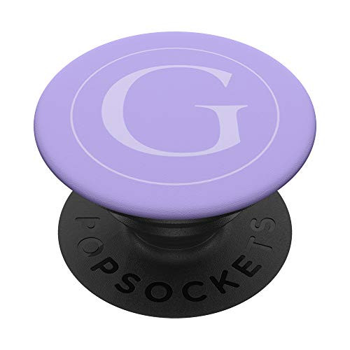 Gray Letter G Initial Monogram Lavender Purple Lilac PopSockets Grip and Stand for Phones and Tablets