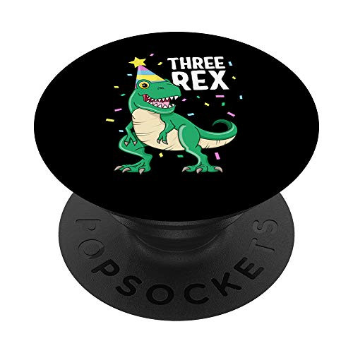 Three Rex 3rd Birthday Boy T-Rex Dinosaur Party Happy Third PopSockets Grip and Stand for Phones and Tablets