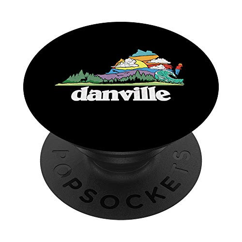 Danville Virginia Outdoors and Nature Lover Retro 80s Graphic PopSockets Grip and Stand for Phones and Tablets
