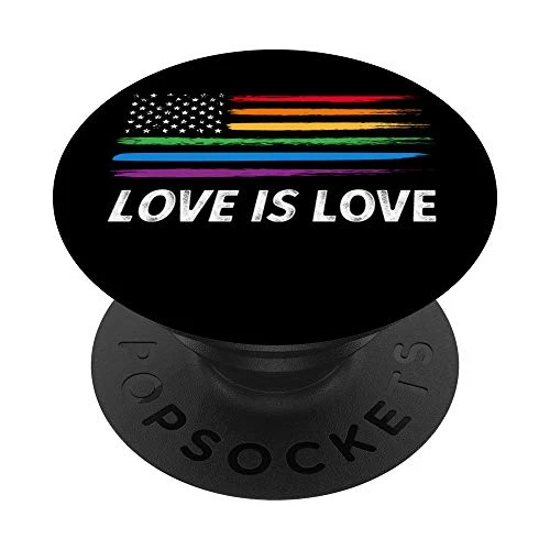 Love is Love Rainbow Flag Gay Pride Month LGBTQ Gift PopSockets Grip and Stand for Phones and Tablets