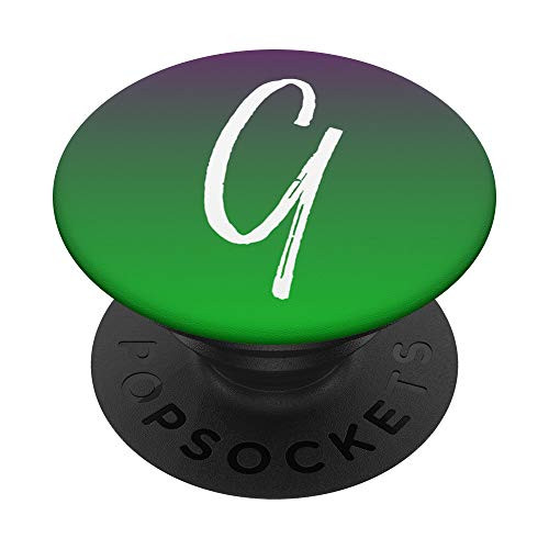Letter G Phone Case Purple Gradient Ombre Green Initial G PopSockets Grip and Stand for Phones and Tablets