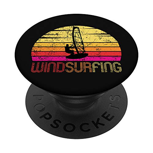 Vintage Retro Windsurfing Design - Windsurfing Gift PopSockets Grip and Stand for Phones and Tablets