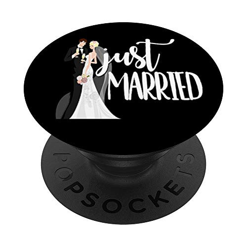 Just Married Bride Groom Gift Wedding Favor Honeymoon Blonde PopSockets PopGrip Swappable Grip for Phones and Tablets Just Married Bride Groom Gift Wedding Favor Honeymoon Blonde PopSockets PopGrip Swappable Grip for Phones and Tablets