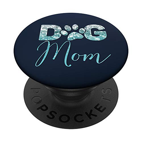 Silver Light blue Dog Mom Paw print Phone Grip navy blue PopSockets PopGrip Swappable Grip for Phones and Tablets