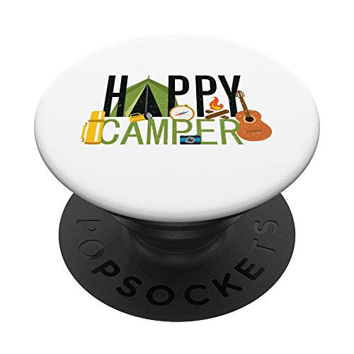 Happy Camper Outdoor Camping PopSockets Grip and Stand for Phones and Tablets
