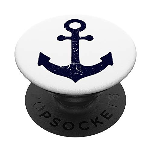 vintage grungy distressed blue nautical boat sea ship Anchor PopSockets Grip and Stand for Phones and Tablets