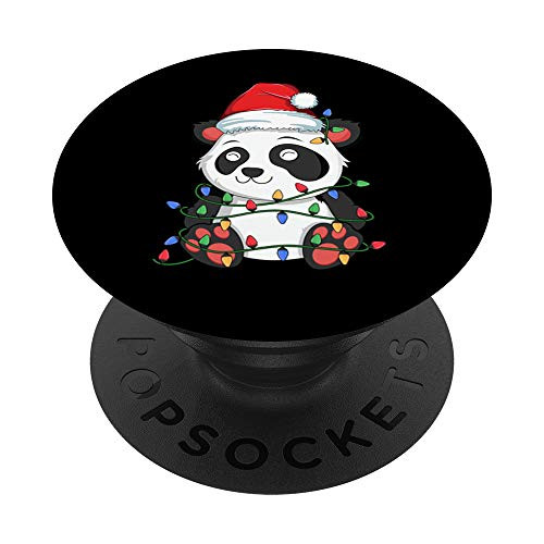 Panda Christmas Tree Light Santa Xmas Kids Boy Girl Pajamas PopSockets Grip and Stand for Phones and Tablets