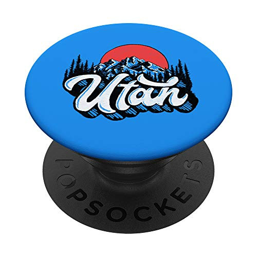 Vintage Utah Outdoor Illustration - Distressed Graphic PopSockets Grip and Stand for Phones and Tablets