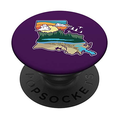 Retro State of Louisiana Nature and Outside Lover Graphic PopSockets Grip and Stand for Phones and Tablets