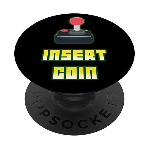 Insert Coin Gamers Apparel Classic Gaming Retro Joystick PopSockets Grip and Stand for Phones and Tablets