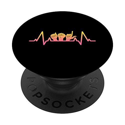 Sign Language Heartbeat Tee Teacher Deaf Awareness Shirt ASL PopSockets Grip and Stand for Phones and Tablets