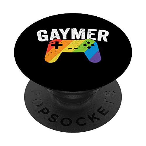 Gaymer LGBT Gamer Pride Rainbow Parade March Nerd Geek PopSockets Grip and Stand for Phones and Tablets
