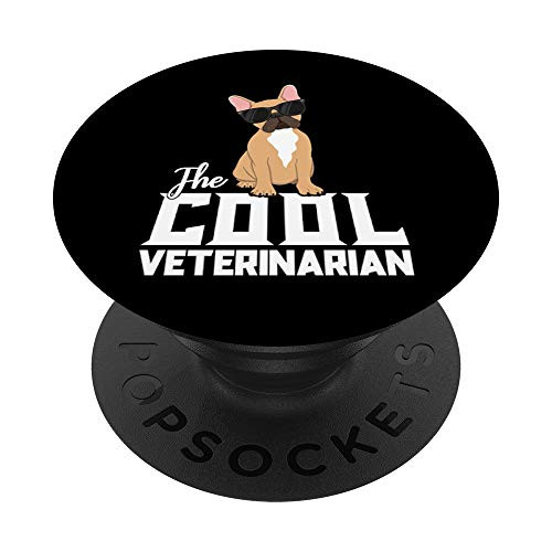 The Cool Veterinarian Vet Tech French Bulldog Veterinarian PopSockets Grip and Stand for Phones and Tablets