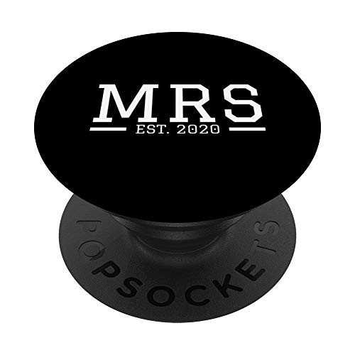 Mrs- Est- 2020 Cute Wedding PopSockets Grip and Stand for Phones and Tablets