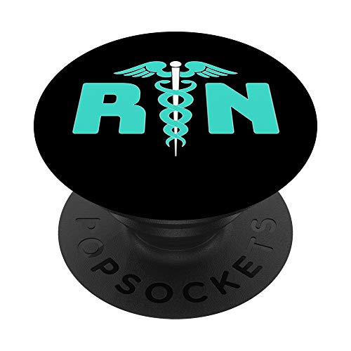 Cute RN Turquoise Caduceus Nurse Week Appreciation Gifts Mom PopSockets Grip and Stand for Phones and Tablets