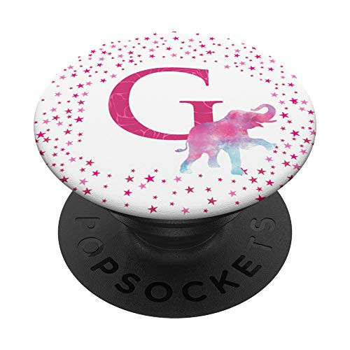 Galaxy Elephant Letter G Initials Monogram PopSockets Grip and Stand for Phones and Tablets