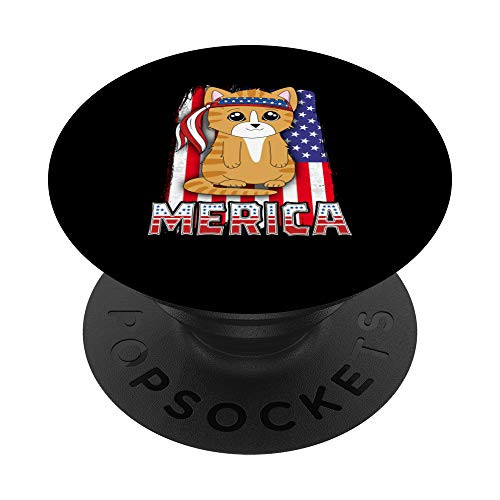 Merica Cat 4th of July Family Kitty Kitten American Flag PopSockets Grip and Stand for Phones and Tablets Merica Cat 4th of July Family Kitty Kitten American Flag PopSockets Grip and Stand for Phones and Tablets