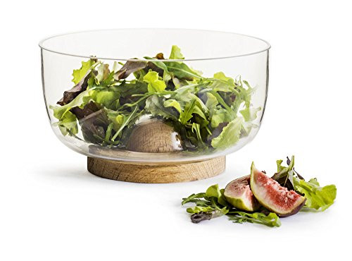 Sagaform 5017735 Oak Serving Bowl, Small, Clear