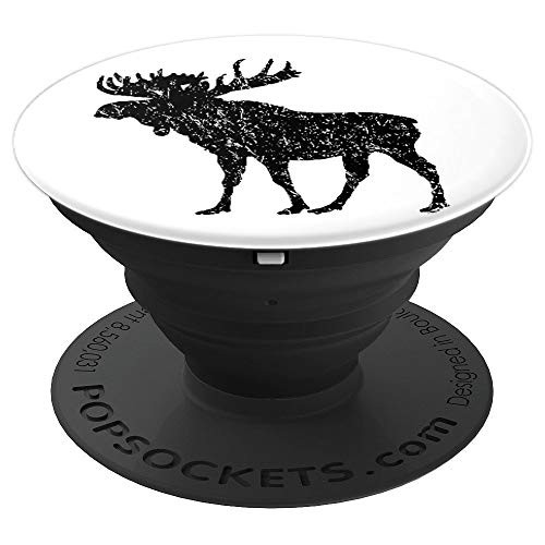 Moose Cool Distressed Silhouette Outdoors Rustic Gift PopSockets Grip and Stand for Phones and Tablets